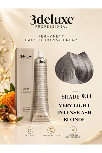 Hair Color Cream With Argan Oil & Marigold Extract Very Light Intense Ash Blonde 100ml 9.11