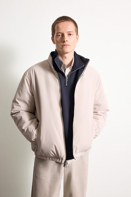 Regular Fit High Collar Zippered Waterproof Coat I1198Ax26Wn