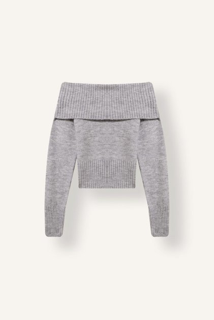 Slim Fit Folded Open Shoulder Knitwear Basic Sweater H2390Ax26Wn