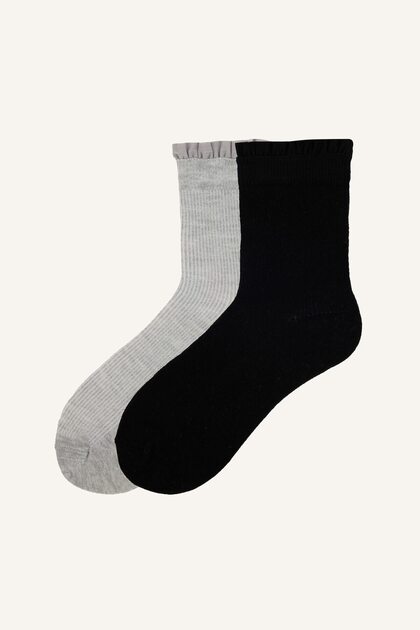 Women's 2-Piece Ruffled Cotton Socks I7239Axns