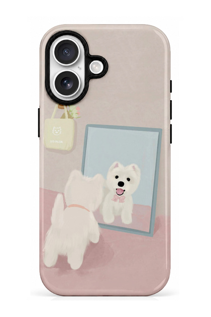 iPhone 16 Plus Compatible - Cute Puppy, Double Layer Cover, Glossy Surface Protective Case