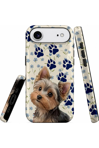 iPhone 17 Air Compatible - Floral Dog, Double Layer Cover, Glossy Surface Protective Case
