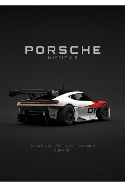 Porsche Mission R Car Metal Poster - Magnetic Wall Art Print