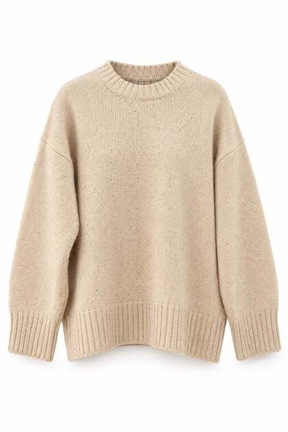 Sparkling Basic Sweater Beige