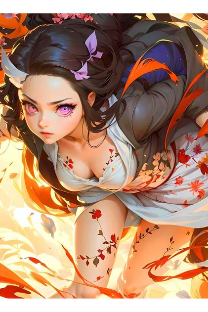 Nezuko Kamado Intense Anime Metal Poster - Magnetic Wall Art Print