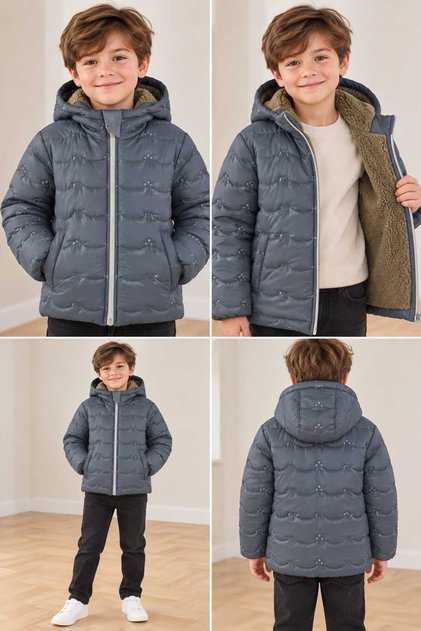Boys' Hooded Water and Wind Resistant Embroidered Coat