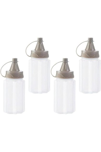 4 Pcs White Plastic Squeeze Bottles for Condiments, Ketchup Honey Bottle, Salad Dressing Con