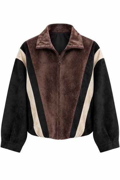 Black 3-Color Bomber Jacket - 261011