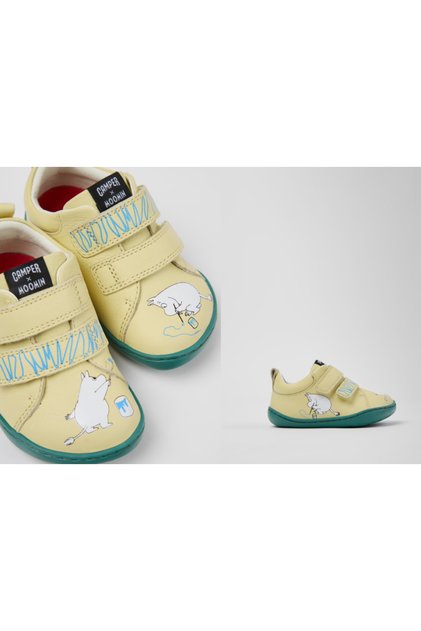 TWS FW by Moomin Çocuklar için Sarı ve Beyaz Deri Spor Ayakkabılar.