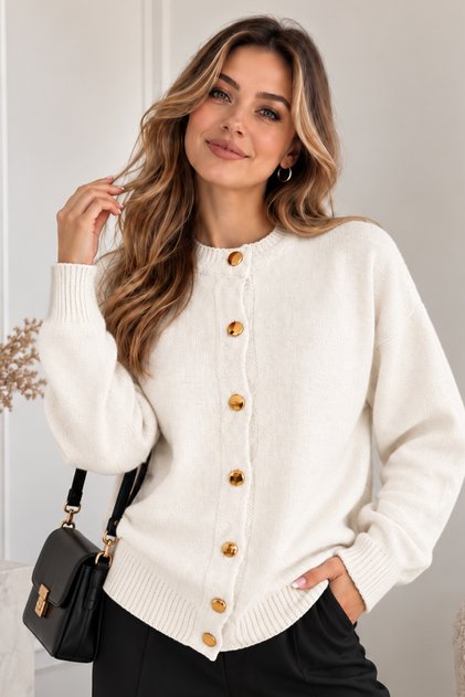 Buttoned Knitwear Cardigan N525 Ecru