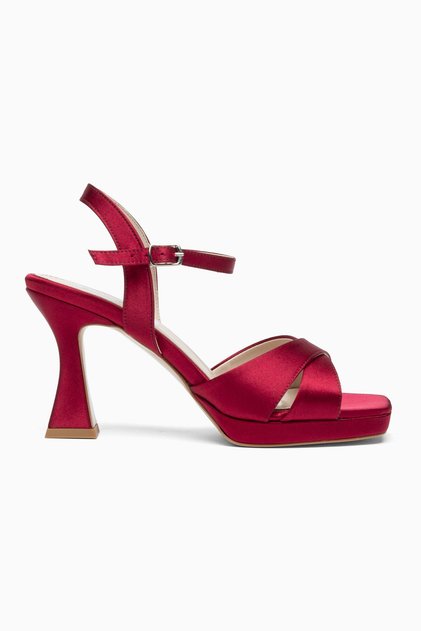 Milena Burgundy Satin Platform Heeled Shoes