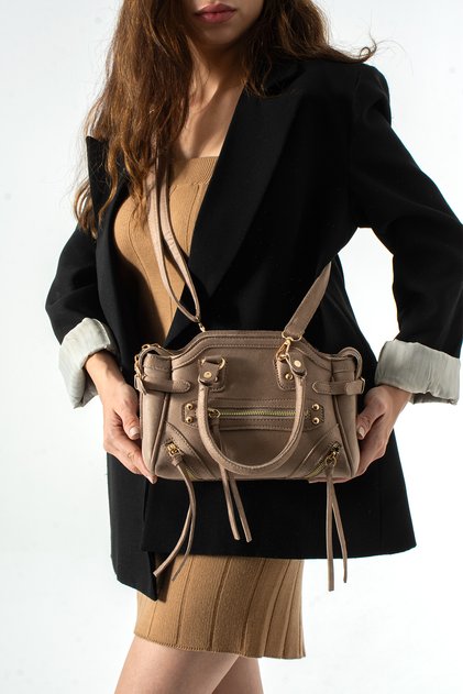 Luther Model Suede Mink Women's Hand and Shoulder Bag