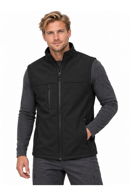 Softshell Yelek 3 Cepli, Su Rüzgar Geçirmez, Normal Kalıp