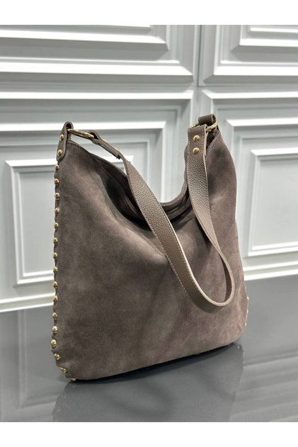 Genuine Suede Leather Troklu Casual Shoulder Bag (Hobo Bag)