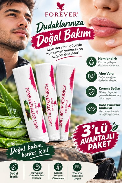 Forever Aloe Lips Dudak Nemlendirici Bakım Stick 3’lü Paket