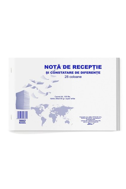 Nota de receptie 28 de coloane A4 carnet 100 file