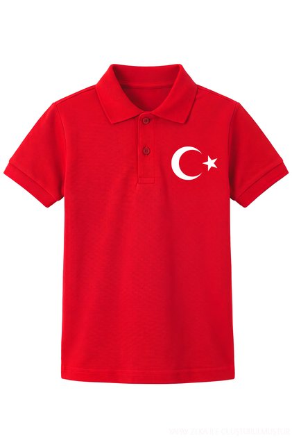 Cotton Polo Neck Moon Star Red Short Sleeve April 23 October 29 National Day Children's T-Shirt