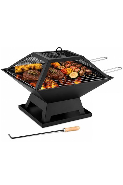 Versatile Mobile Charcoal Grill with Durable Metal Frame, Stainless Steel Grill Grate, and Openable Mesh Side Cover for Ventilation, Barbecue Grill, Fire Pit.