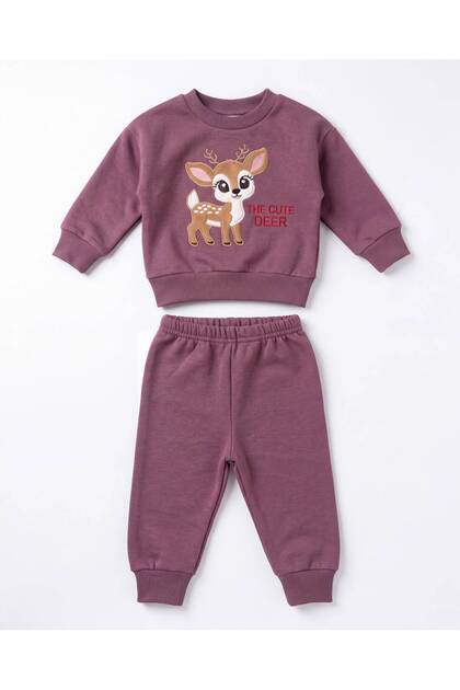 Embroidered Baby Girl Set 3 Threaded Threaded 100% Cotton 6-9 Months 9-12 Months 12-18 Months 18-24 Months Top and Bottom 2-Piece Baby Girl Set Winter Baby Set Girl's Sweater Pajamas