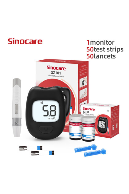 50pcs mmol Kit Sinocare SZ101 Blood Glucose Meter Glucometer Kit Diabetes Tester Medical Blood Sugar