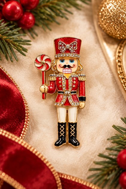 Nutcracker Yeni Yıl Broş Kırmızı