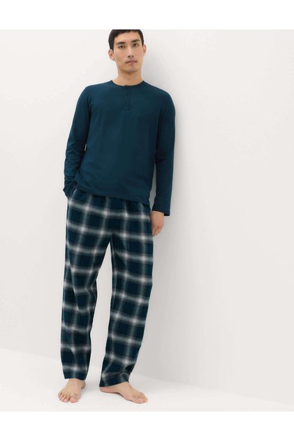 Saf Pamuklu Ekose Desenli Pijama Takımı