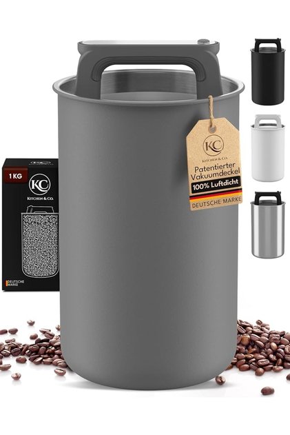 Airtight Coffee Canister for 1 kg Coffee Beans with Vacuum Lid (Container for Coffee, Tea, Stainless