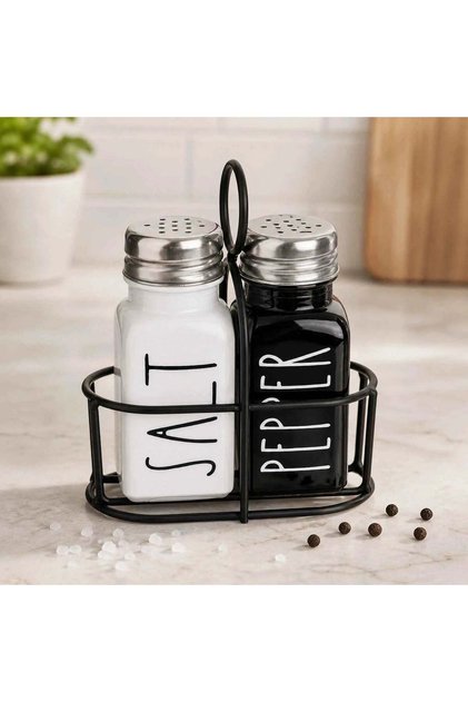® Set de solnițe și pipernițe din sticlă cu bază metalică, dozator elegant de condimente de 85 ml