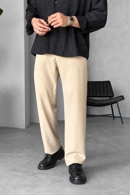Men's Regular Classic Fabric Trousers - Beige