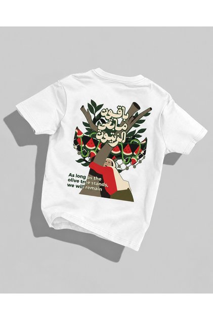 Palestine Themed Oversize T-Shirt – Olive Tree and Freedom Design