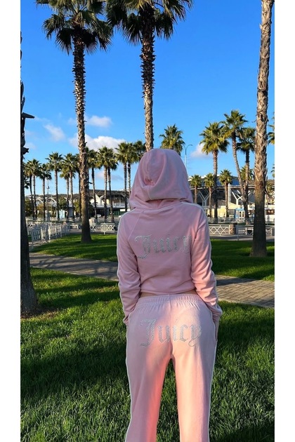 Trendy Stoned Velvet Slim Fit Y2K Tracksuit Set
