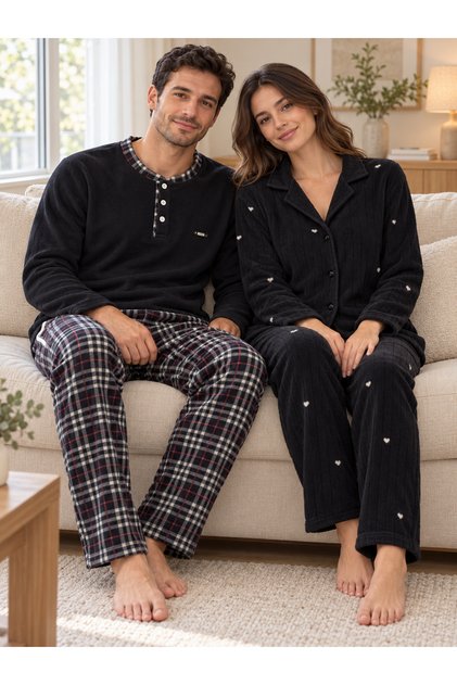 Daily Comfortable Couple Long Sleeve Pajama Set (Set of 2)