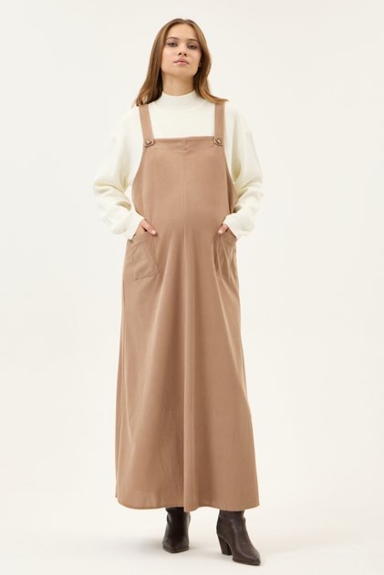 Maternity Corduroy Salopet Dress (Beige)