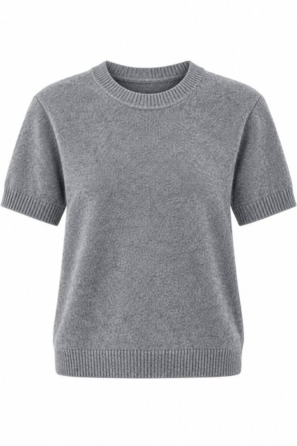 Anthracite Soft Textured Short Sleeve Sweater - 0086