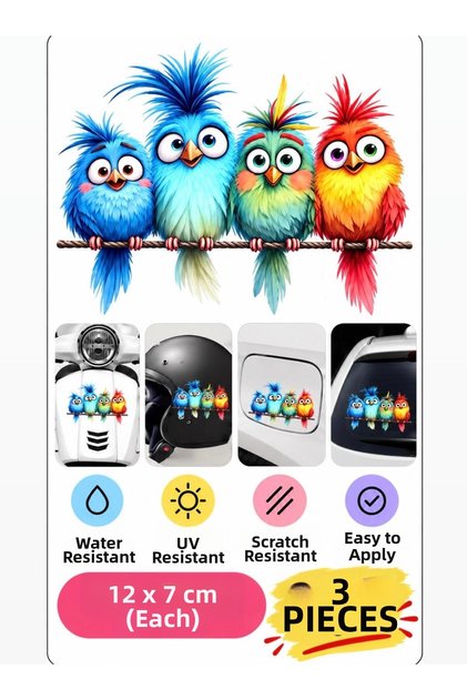 3 Pcs Owl Sticker, Pc Laptop, Helmet, Car Laptop Motor Sticker 12X7 cm Water Resistant