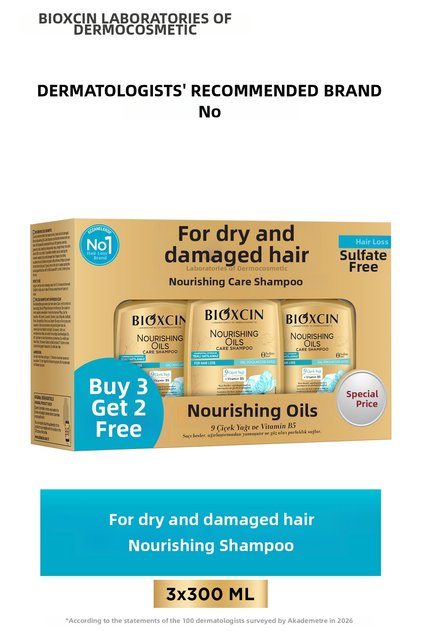 Nourishing Oils Intensive Care Shampoo 3X300 ml - Sulfate-Free, for Processed, Damaged Hair