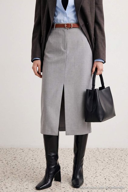 Gray Yırmatçlı Midi Pencil Skirt Twoss26Et00252