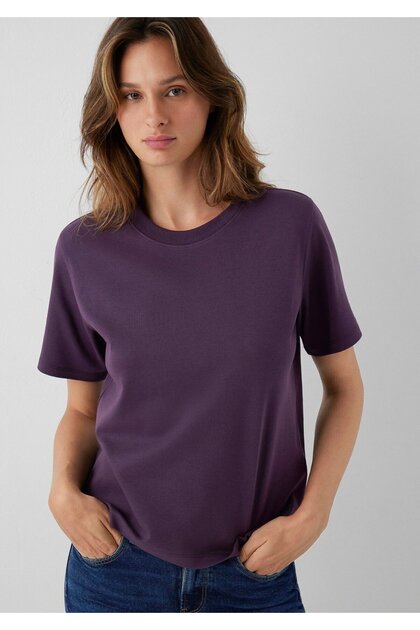 Mor Basic İnterlok Tişört Loose Fit / Bol Rahat Kesim 1613820-70635