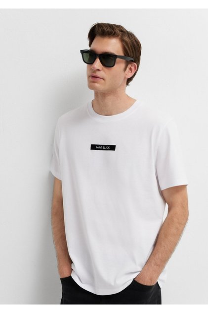Black Printed White T-Shirt Regular Fit / Normal Cut 0613528-620
