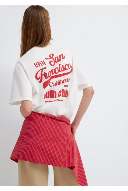 San Francisco Printed Ecru T-Shirt Oversized / Wide Cut 1613862-70057