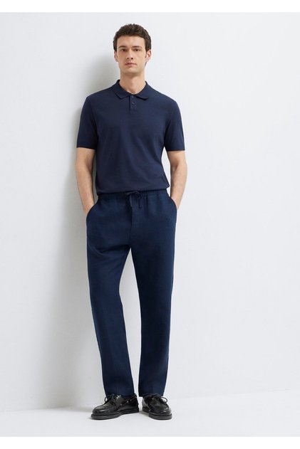 Navy Blue Linen Trousers 0010577-80872