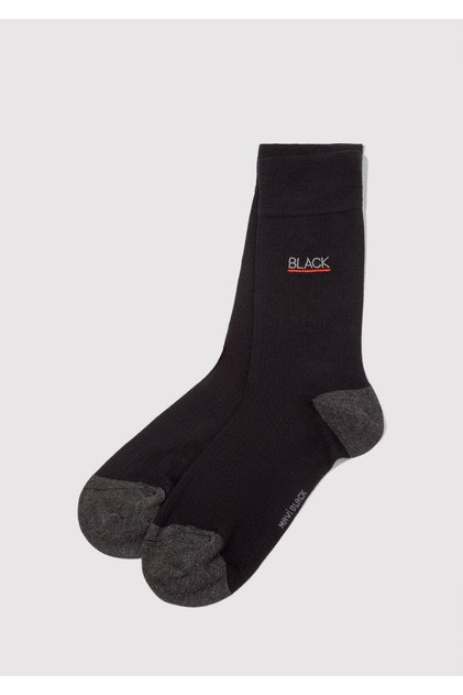 Black Embroidered Black Socks 0912201-900