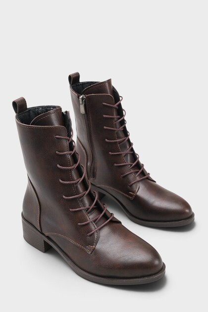 Carolie Lace-Up Side Zipper Mid-Heeled Women's Casual Boots