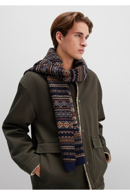 Jacquard Navy Blue Scarf 091059-29764