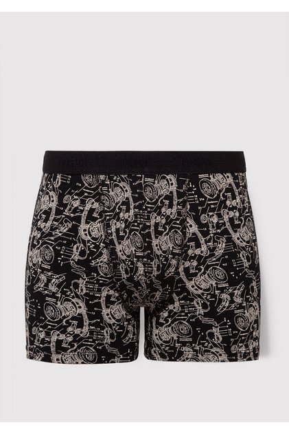 Black Graphic Printed Boxers - 092070 -900