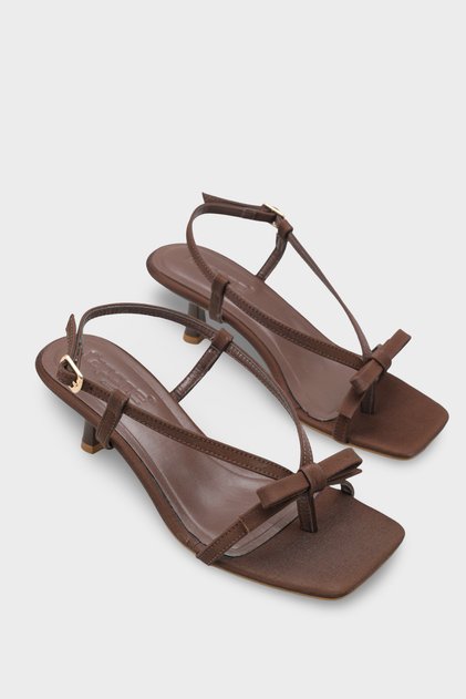 Lacey Satin Medium Heeled Blunt Toe Women's Shoes Sandals