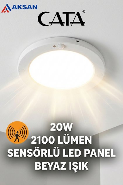 CT-9247 Sensörlü Sıva Üstü LED Panel 20W 2100 lm 6400K Beyaz Işık (Sıva Üstü-Tavan Lambası)