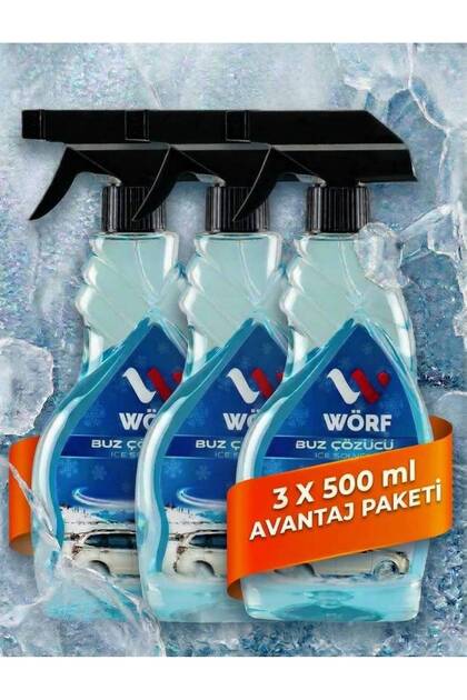 500 ml Buz Çözücü 3 Lü Sprey , Araba Cam Buzlanma Önleyici