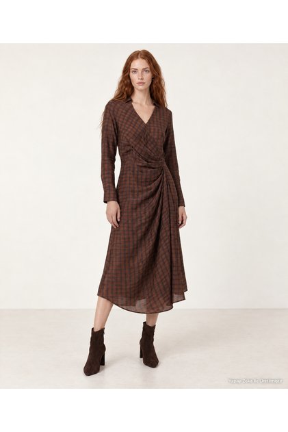 Tight Shirt Collar Long Sleeve Dress