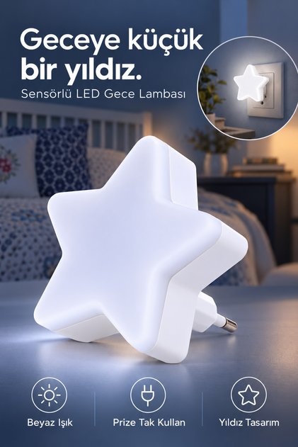 Mini Star Night Light Led Sensor Socket Baby Kids Room Lighting White Light Night Lighting